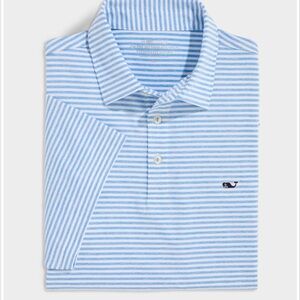 Vineyard Vines Light Blue and White Striped Men’s Polo
